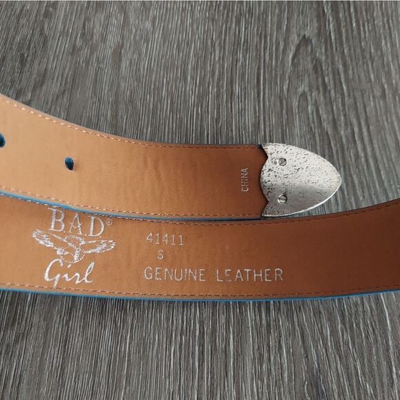 Bad Girl Western Croc Print Leather Belt Blue 💙 Size Small - Picture 5 of 9